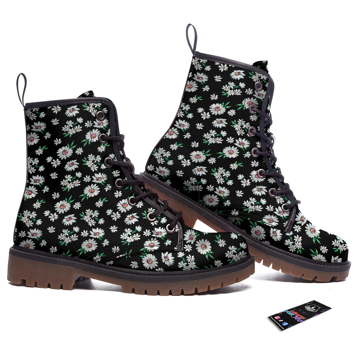 Flower Daisy Print Pattern Work Boots-grizzshop