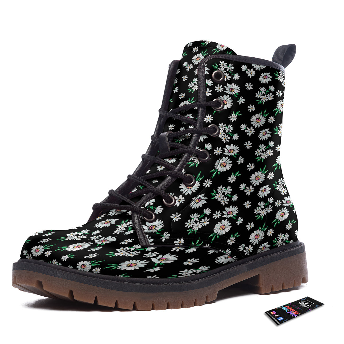 Flower Daisy Print Pattern Work Boots-grizzshop