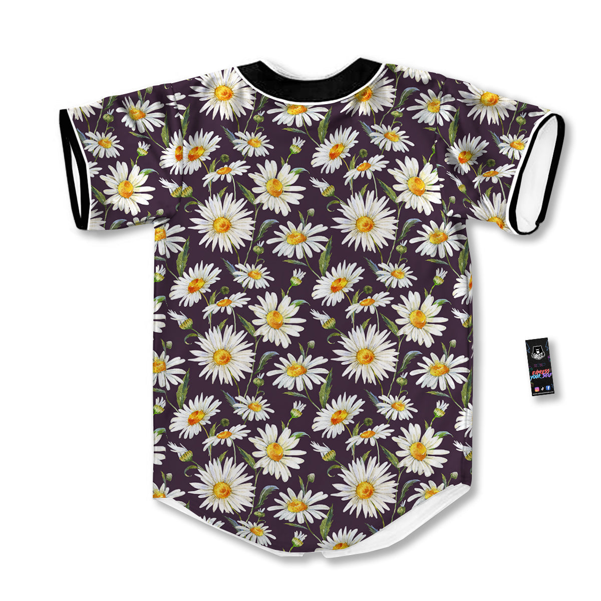 Flower Daisy Watercolor Print Pattern Baseball Jersey-grizzshop