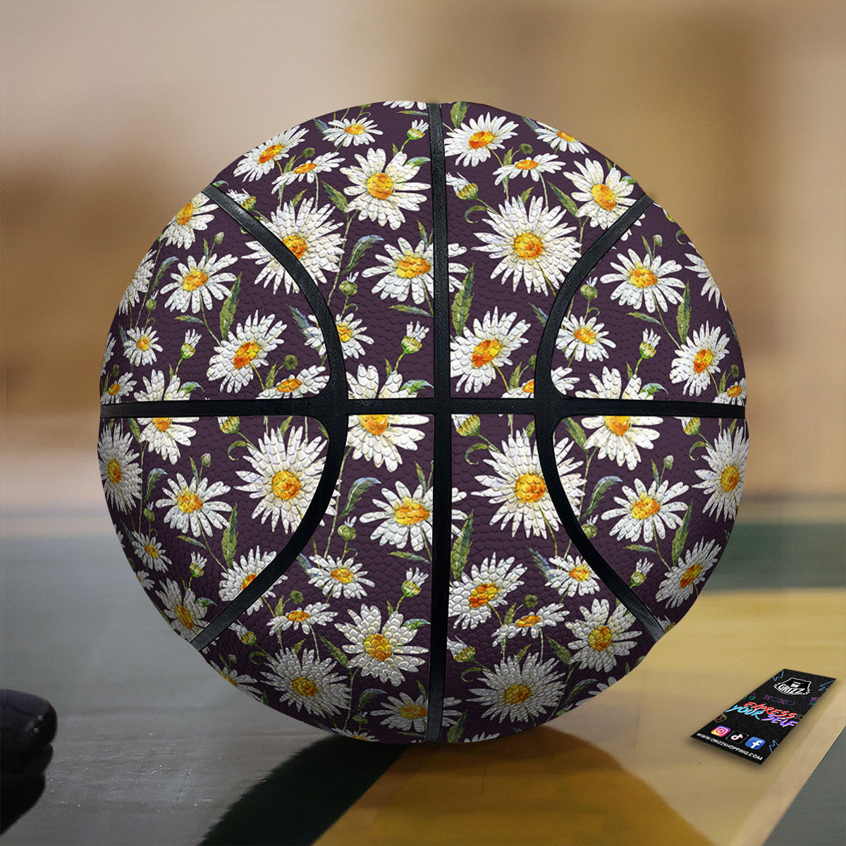 Flower Daisy Watercolor Print Pattern Basketball