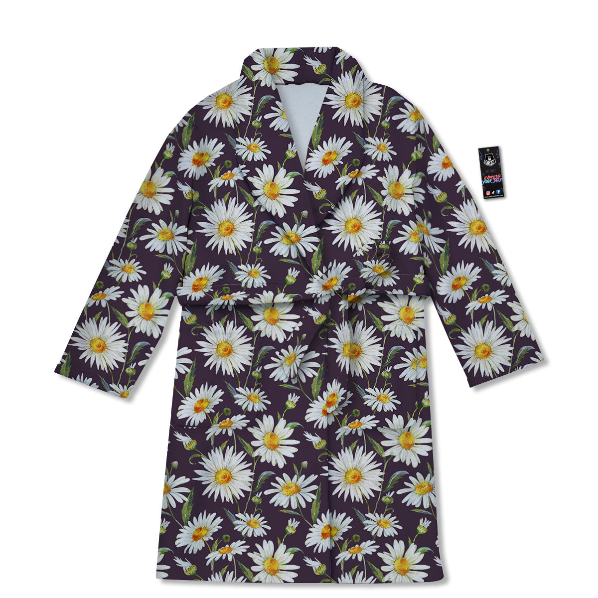 Flower Daisy Watercolor Print Pattern Bathrobe-grizzshop