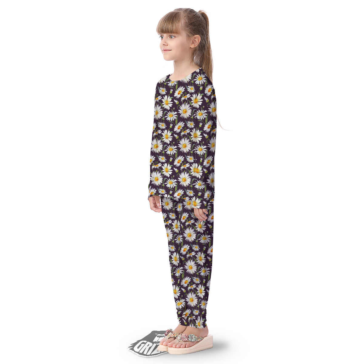 Flower Daisy Watercolor Print Pattern Kid's Pajamas-grizzshop