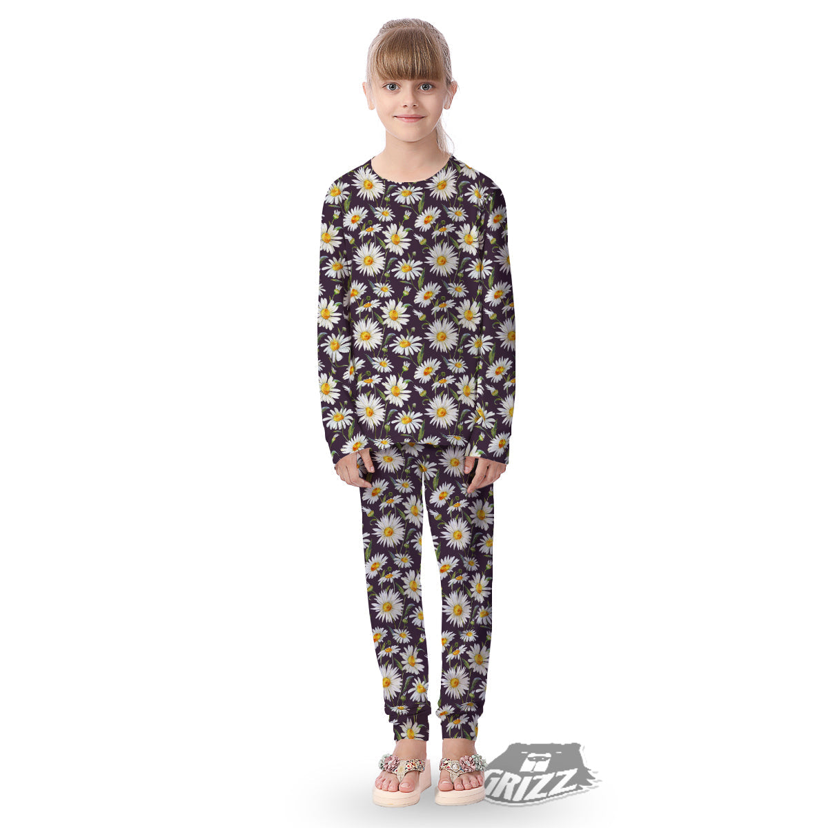Flower Daisy Watercolor Print Pattern Kid's Pajamas-grizzshop