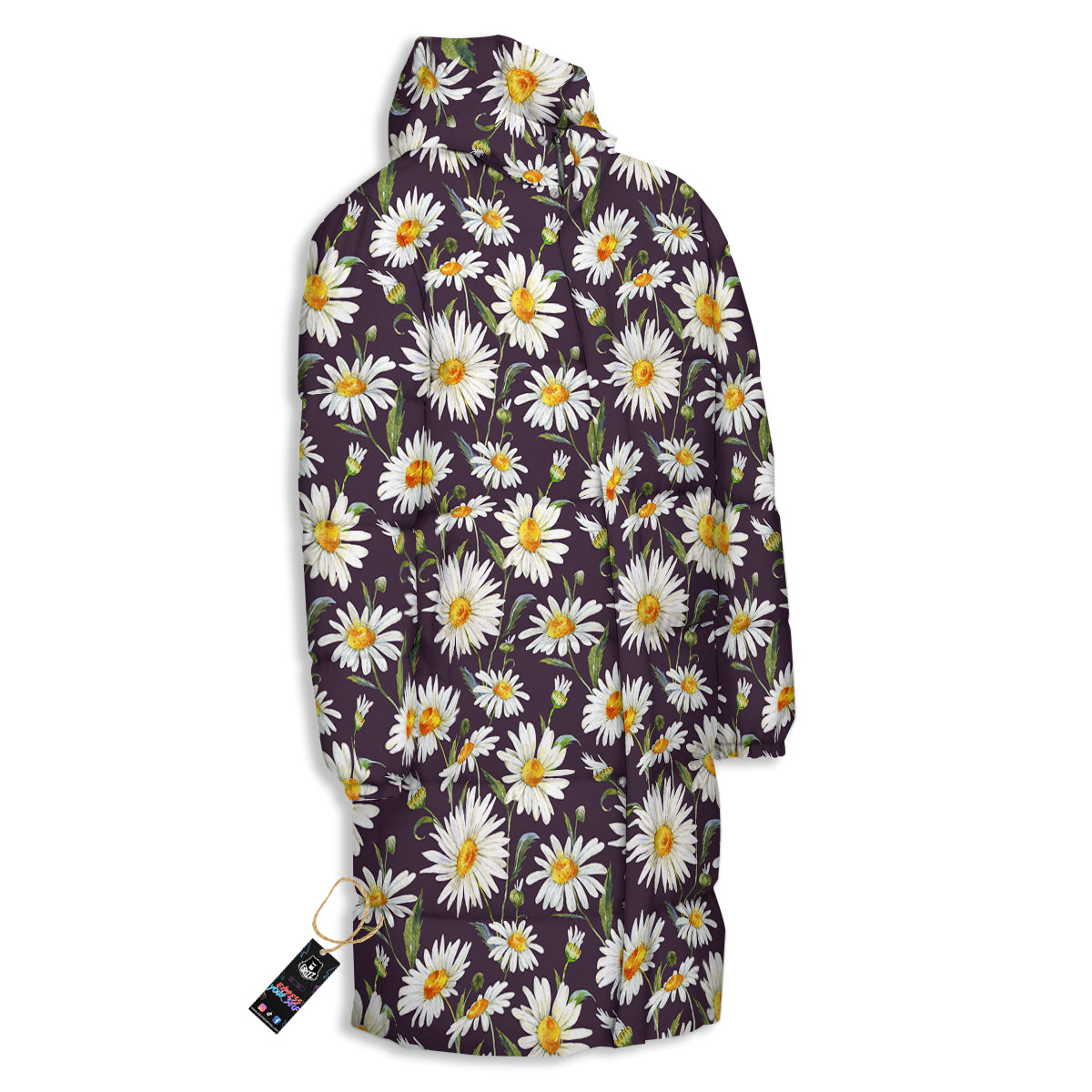Flower Daisy Watercolor Print Pattern Long Down Jacket-grizzshop