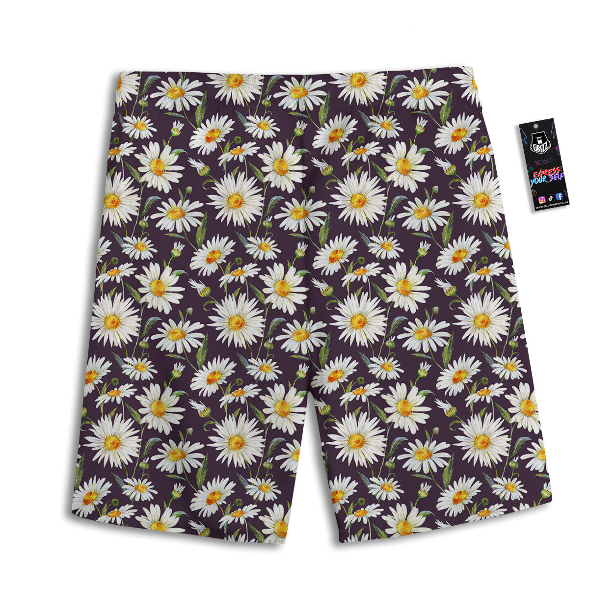 Flower Daisy Watercolor Print Pattern Men's Athletic Shorts