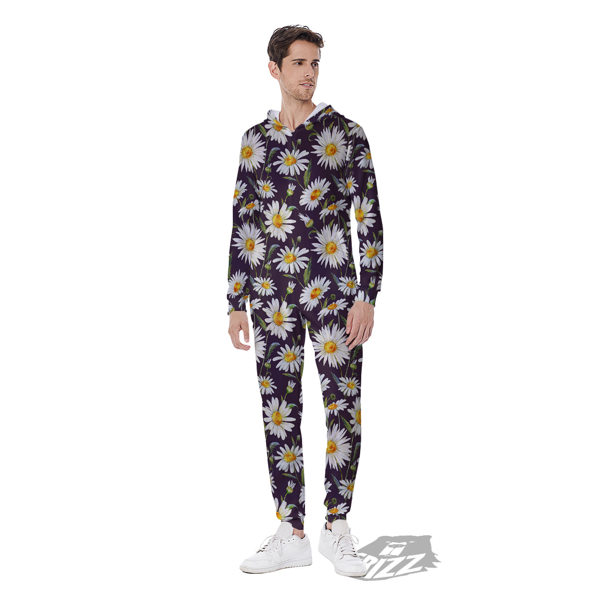 Flower Daisy Watercolor Print Pattern Men's Jumpsuit-grizzshop