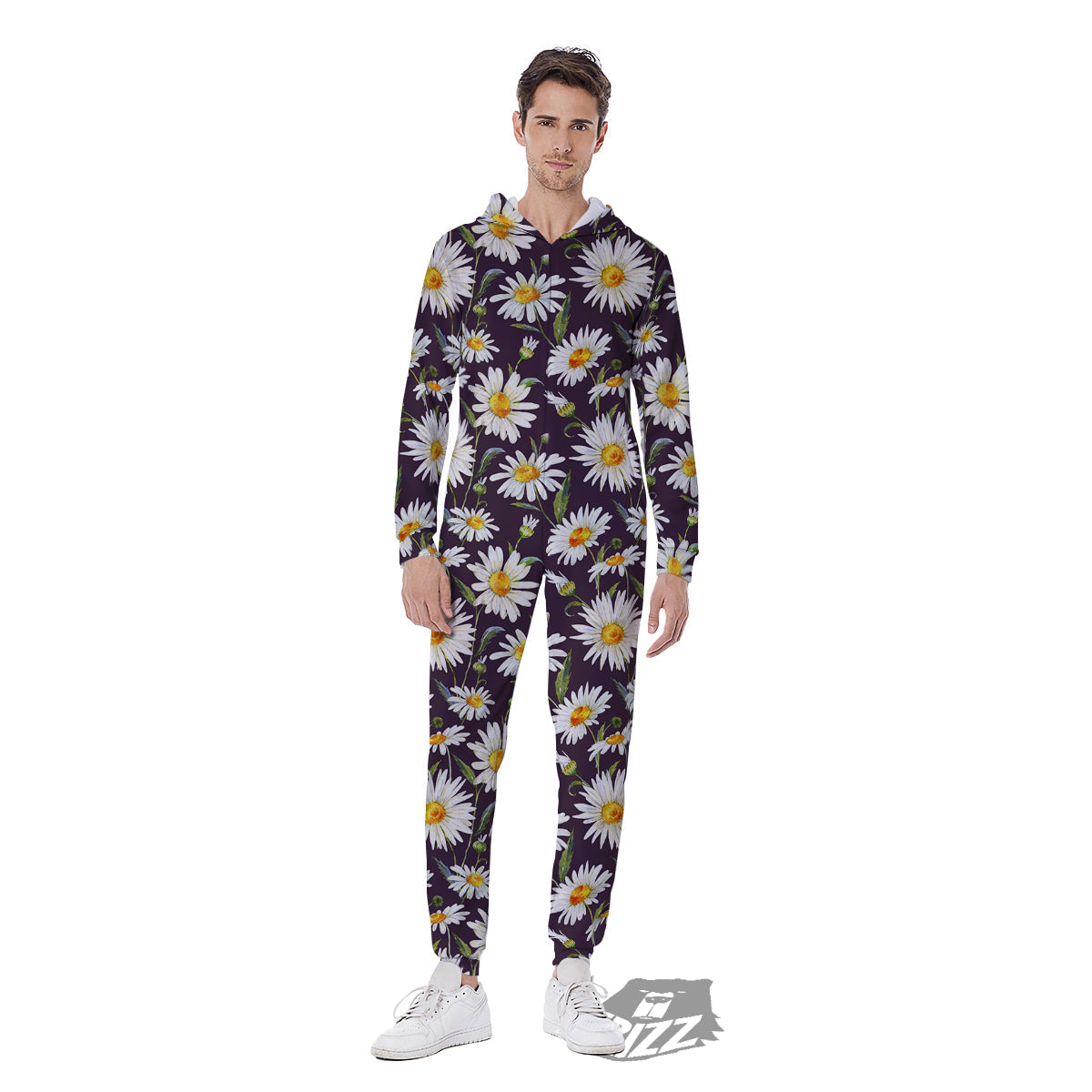 Flower Daisy Watercolor Print Pattern Men's Jumpsuit-grizzshop