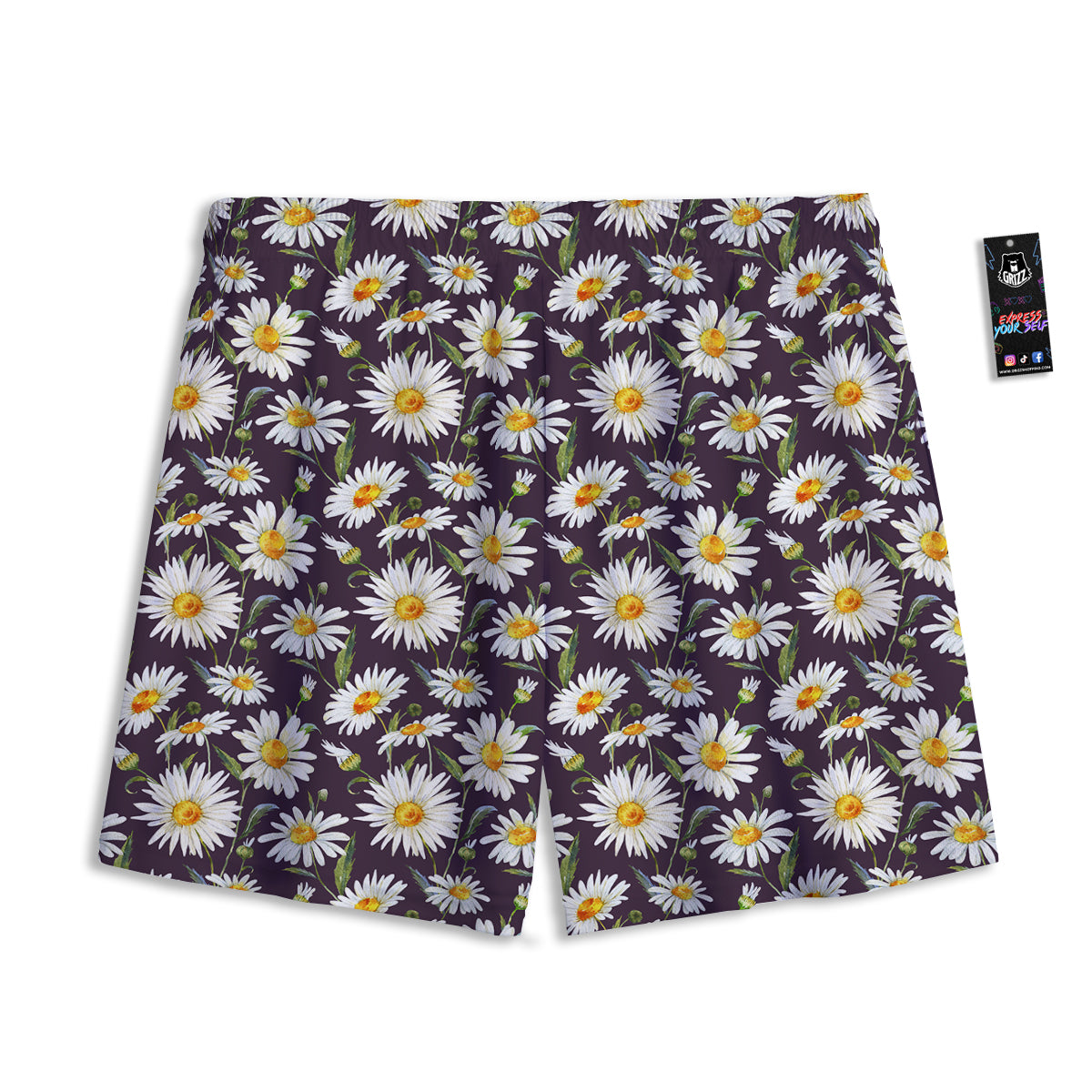 Flower Daisy Watercolor Print Pattern Mesh Shorts