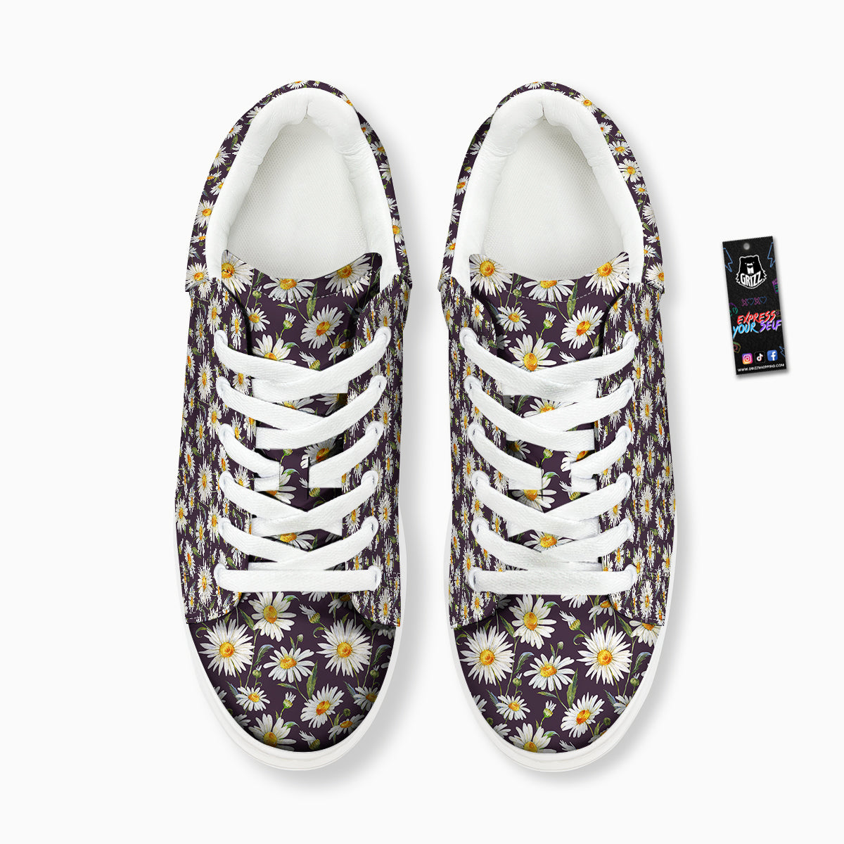 Flower Daisy Watercolor Print Pattern Platform Shoes-grizzshop