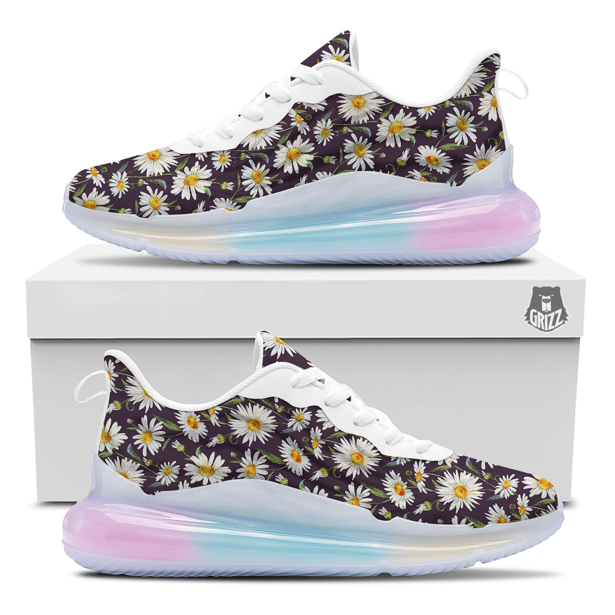 Flower Daisy Watercolor Print Pattern Running Sneakers-grizzshop