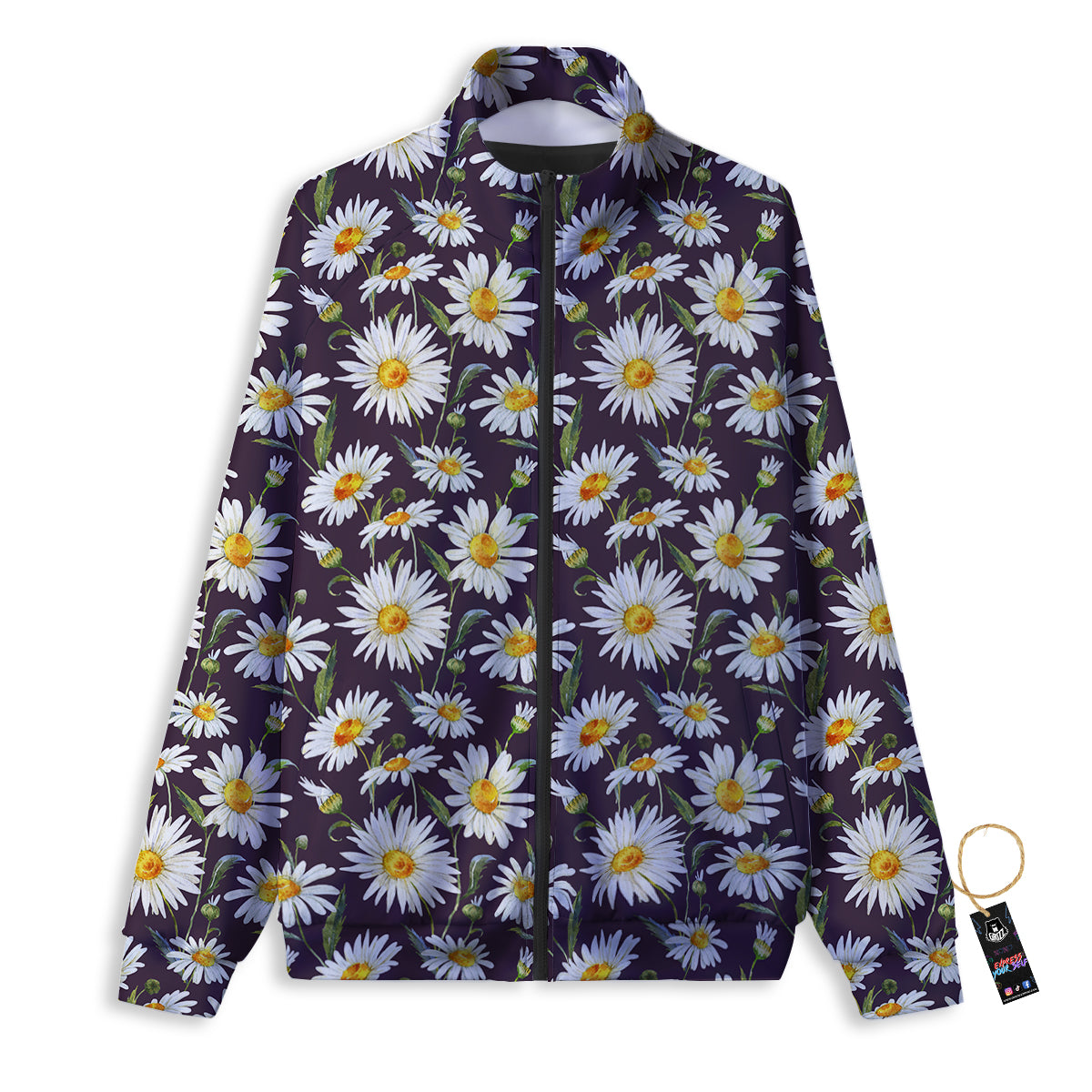 Flower Daisy Watercolor Print Pattern Track Jacket-grizzshop