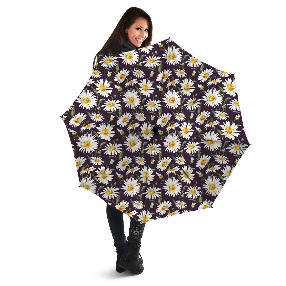 Flower Daisy Watercolor Print Pattern Umbrella-grizzshop