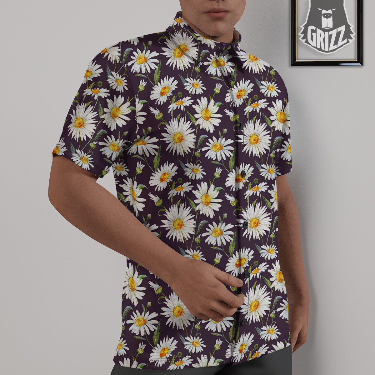 Flower Daisy Watercolor Print Pattern Untucked Shirts-grizzshop