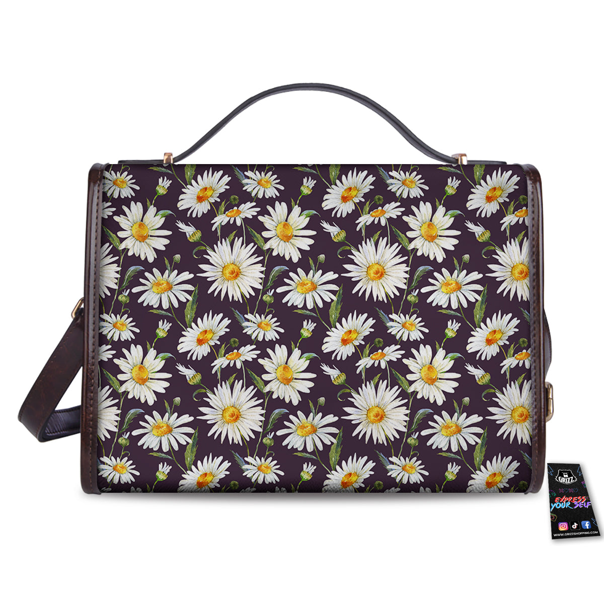Flower Daisy Watercolor Print Pattern Women's Satchel Bag-grizzshop