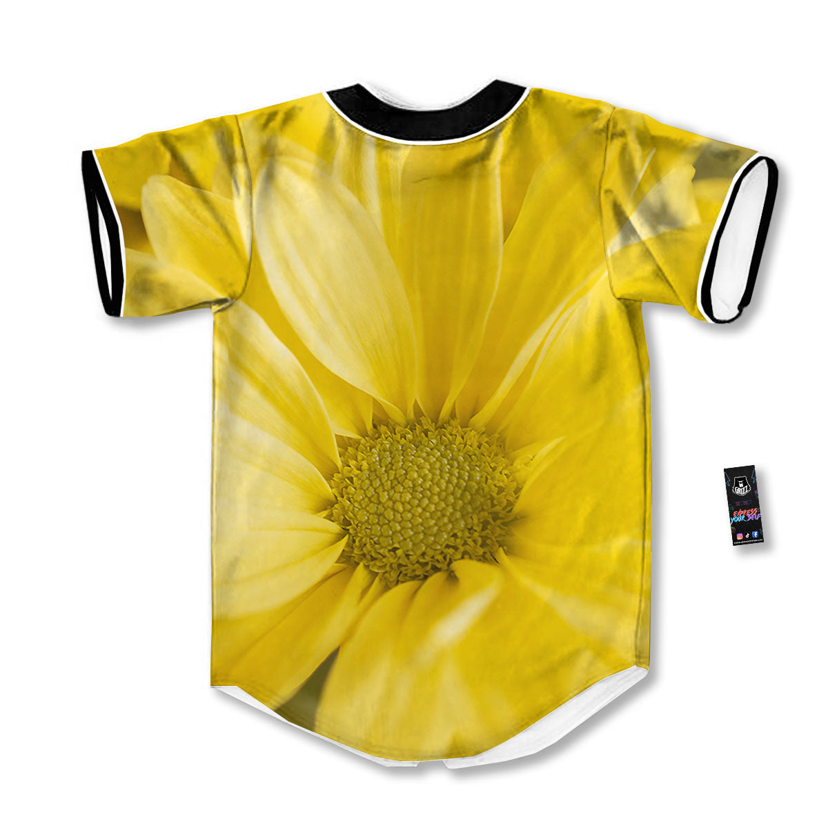 Flower Daisy Yellow Print Baseball Jersey-grizzshop