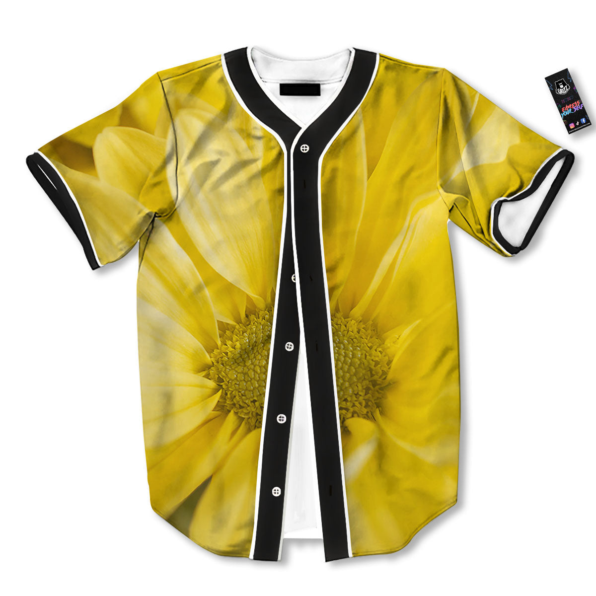 Flower Daisy Yellow Print Baseball Jersey-grizzshop
