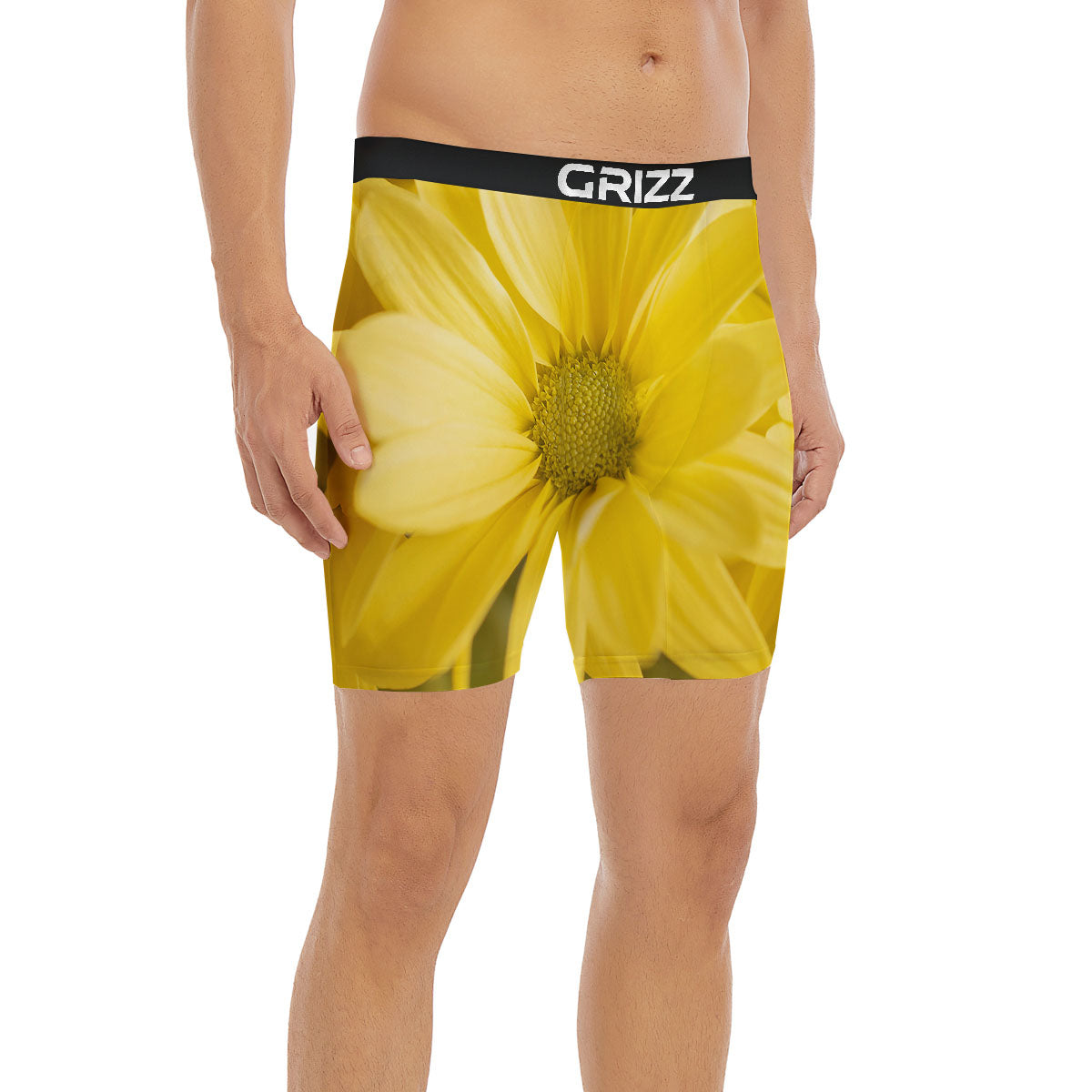 Flower Daisy Yellow Print Boxer Briefs-grizzshop