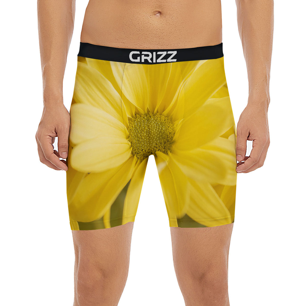 Flower Daisy Yellow Print Boxer Briefs-grizzshop