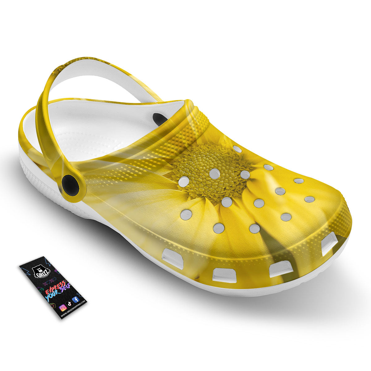 Flower Daisy Yellow Print Clog-grizzshop