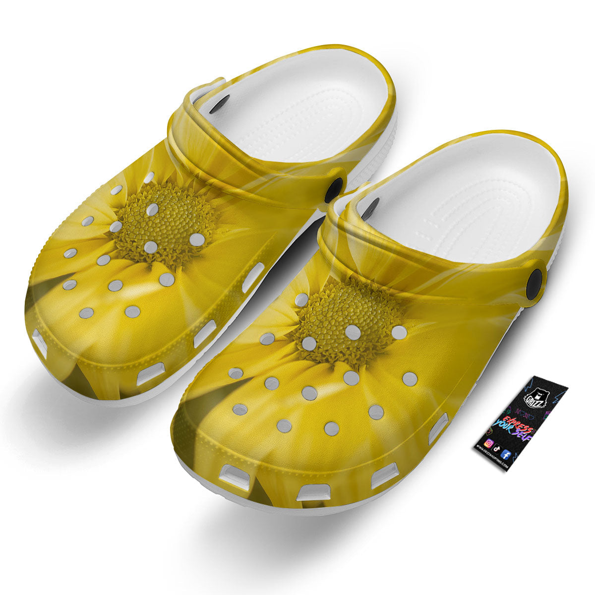 Flower Daisy Yellow Print Clog-grizzshop
