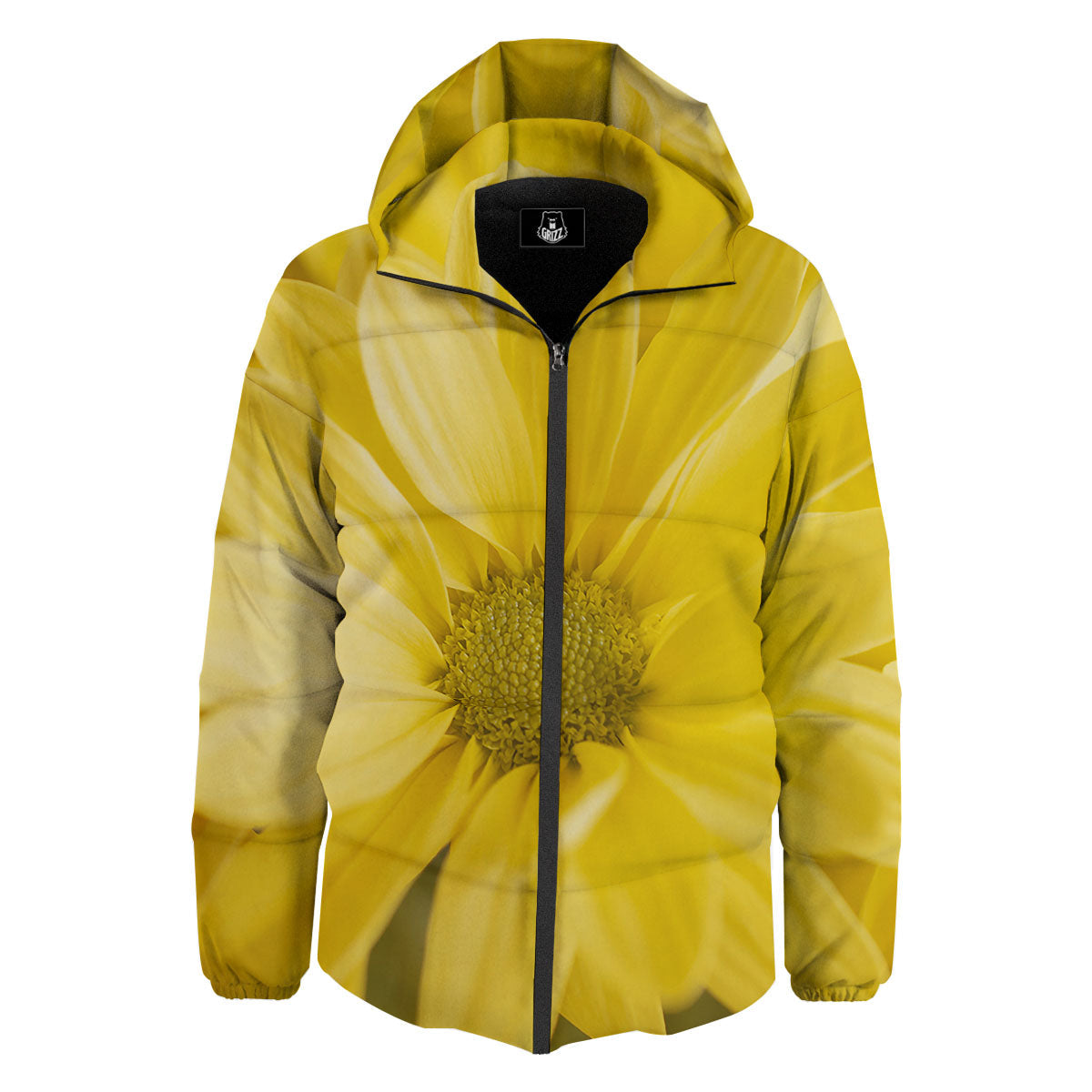 Flower Daisy Yellow Print Down Jacket-grizzshop