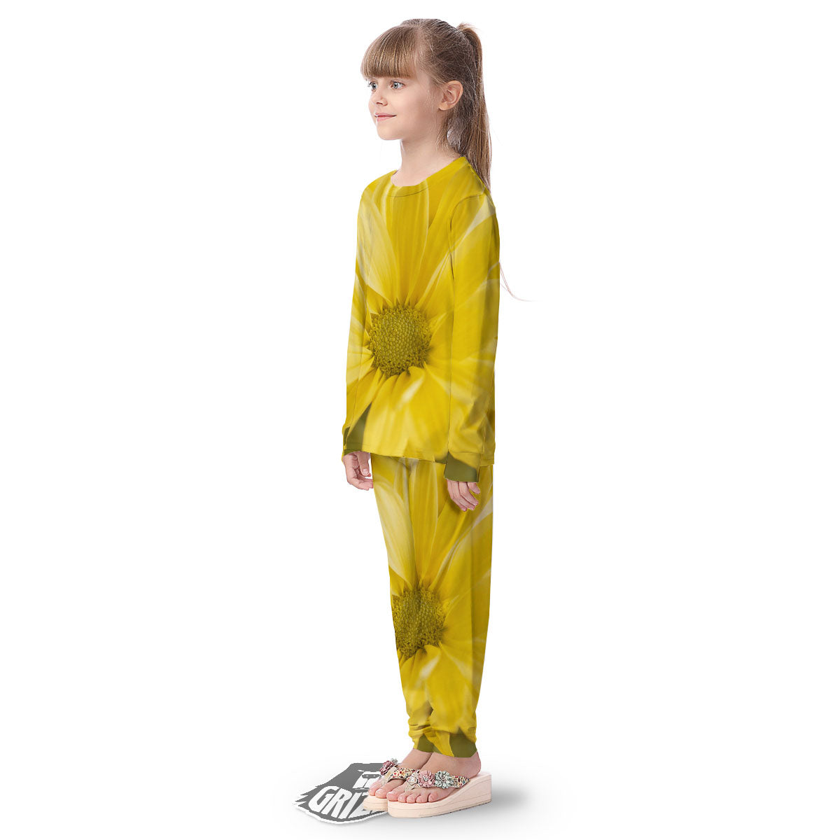 Flower Daisy Yellow Print Kid's Pajamas-grizzshop
