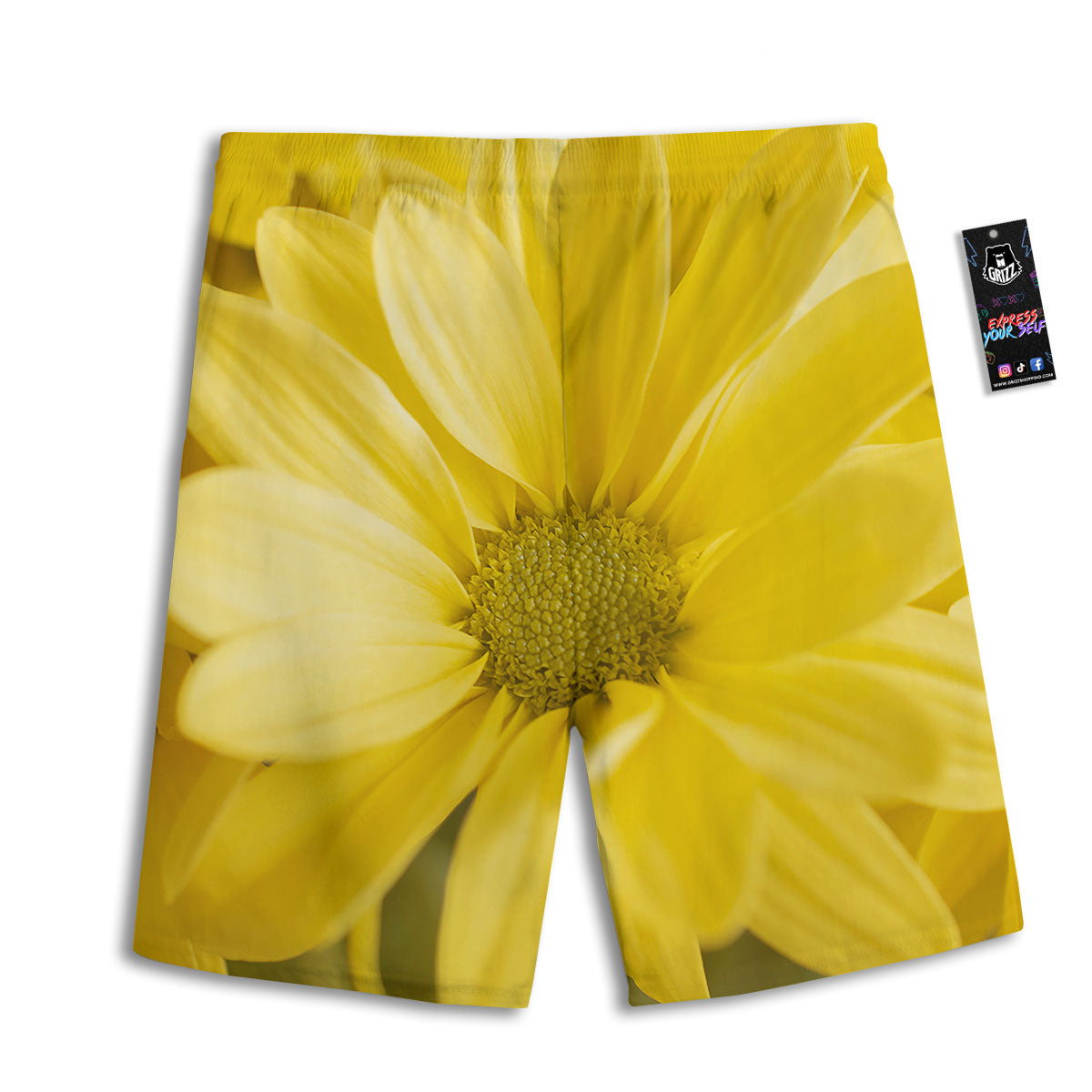 Flower Daisy Yellow Print Men's Athletic Shorts