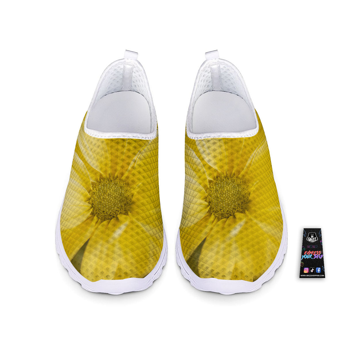 Flower Daisy Yellow Print Nurse Shoes-grizzshop