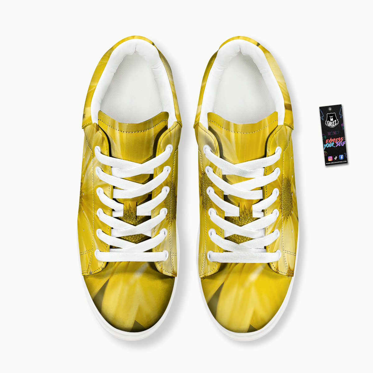 Flower Daisy Yellow Print Platform Shoes-grizzshop