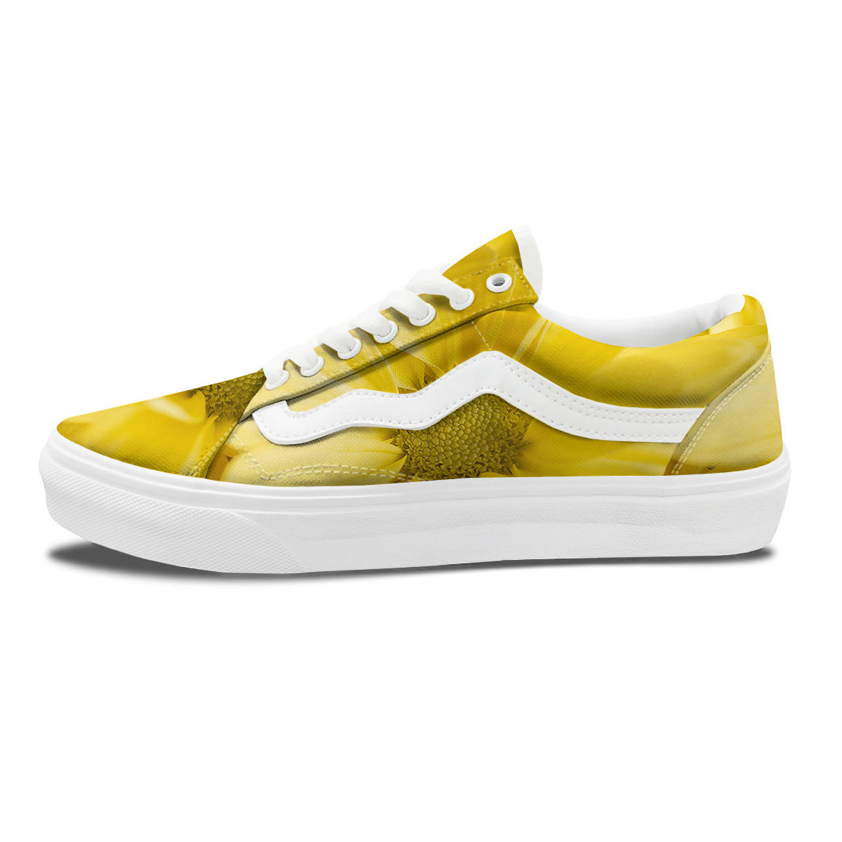 Flower Daisy Yellow Print Skate Shoes-grizzshop