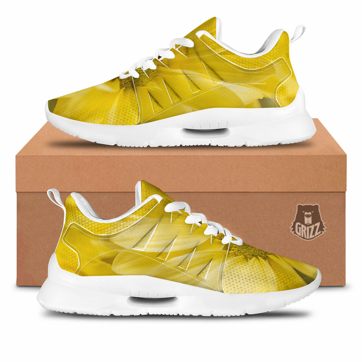 Flower Daisy Yellow Print Tennis Shoes-grizzshop