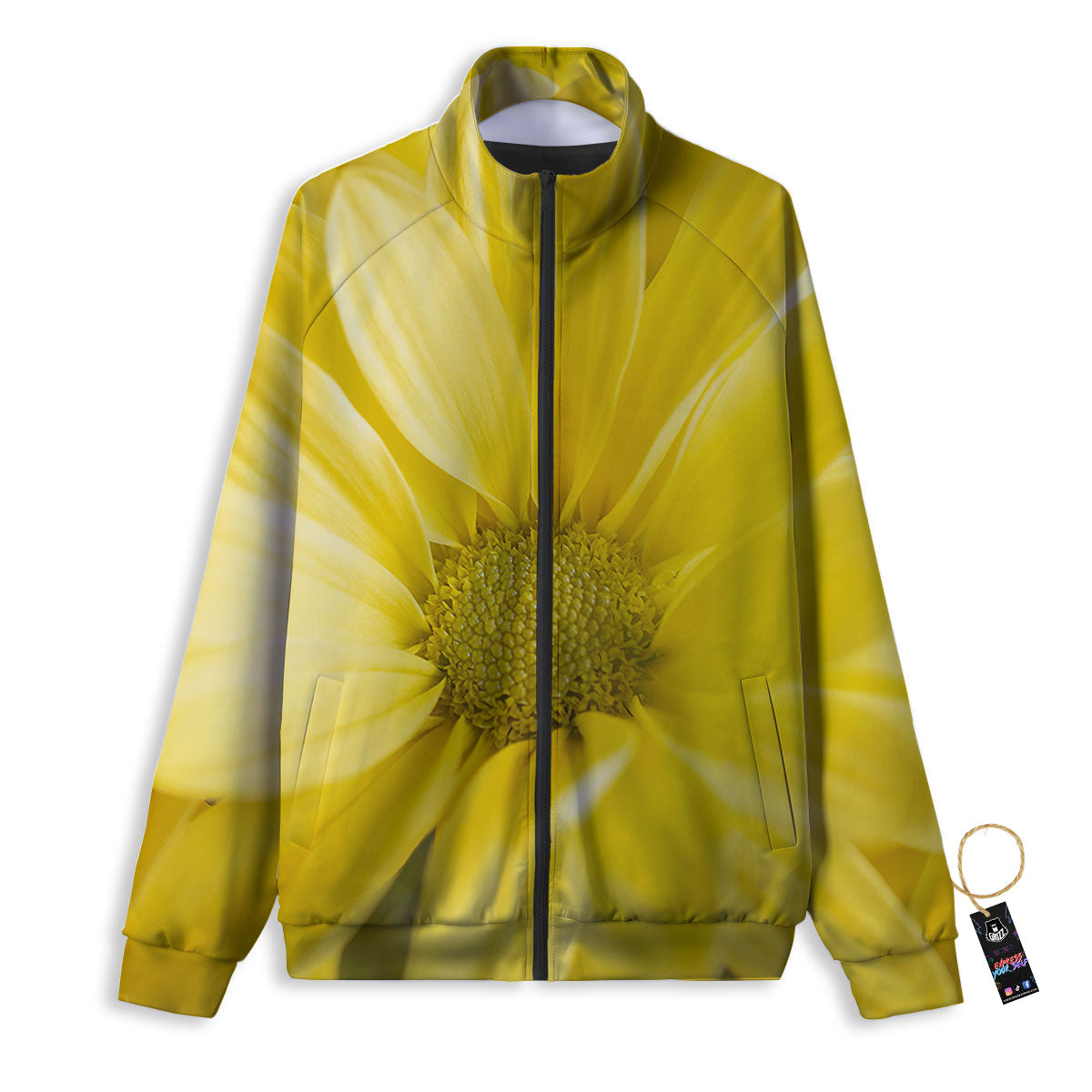 Flower Daisy Yellow Print Track Jacket-grizzshop