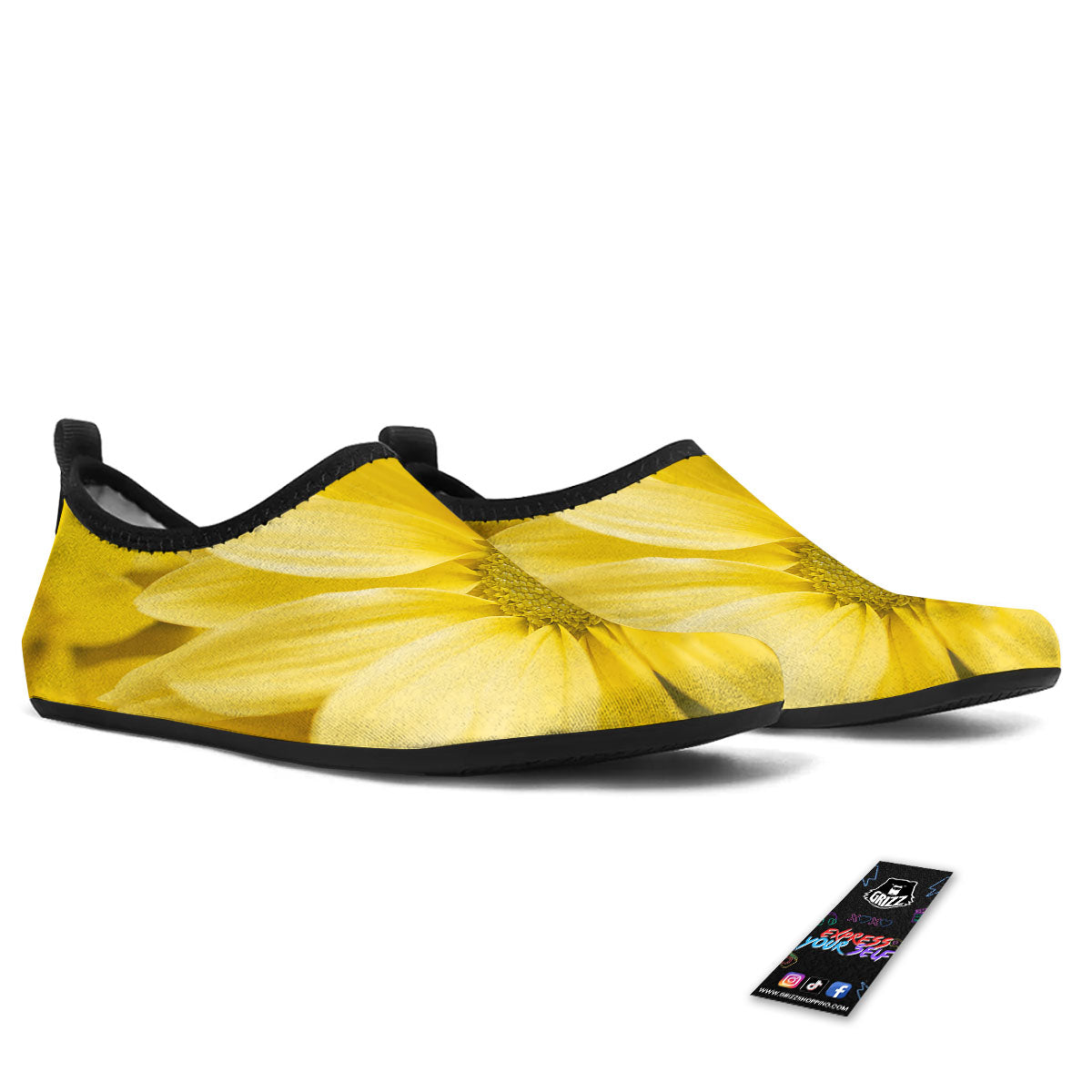 Flower Daisy Yellow Print Water Shoes-grizzshop