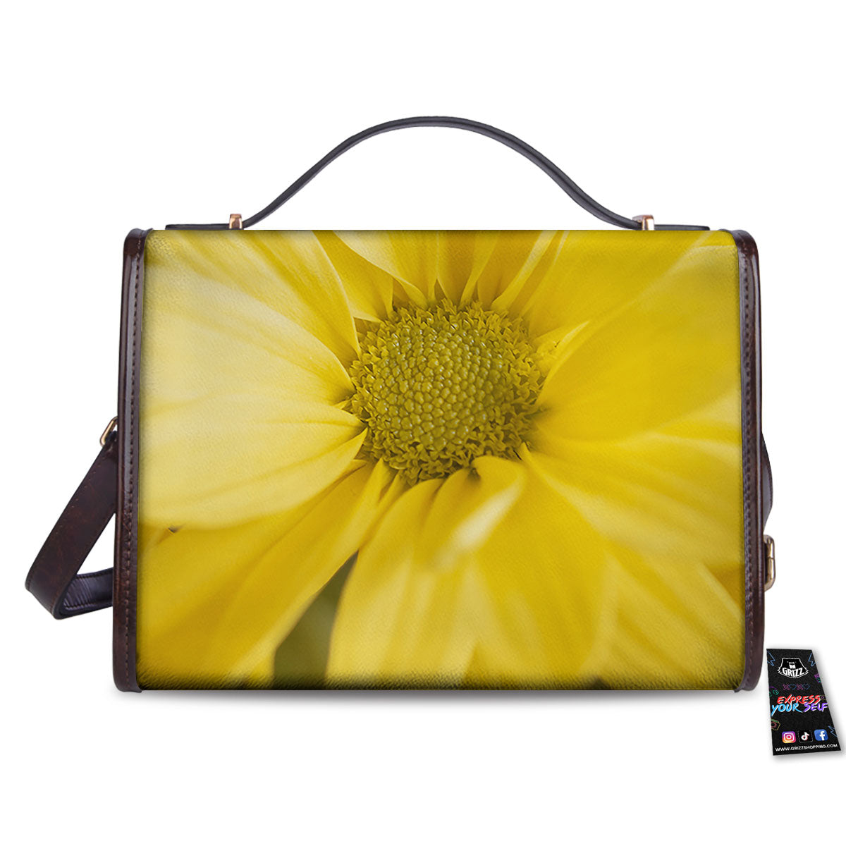 Flower Daisy Yellow Print Women's Satchel Bag-grizzshop
