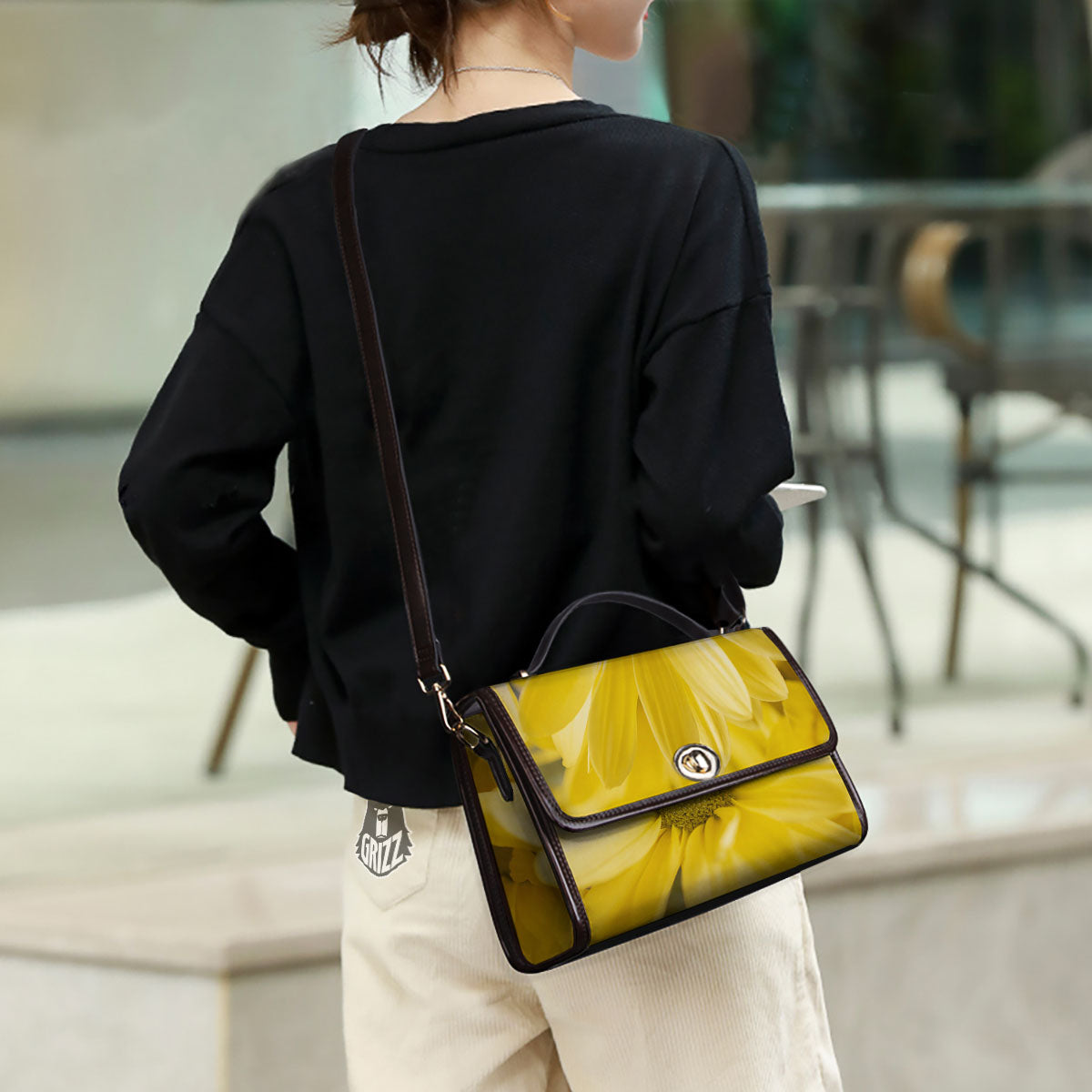 Flower Daisy Yellow Print Women's Satchel Bag-grizzshop