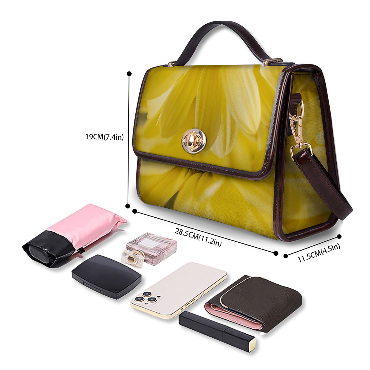 Flower Daisy Yellow Print Women's Satchel Bag-grizzshop