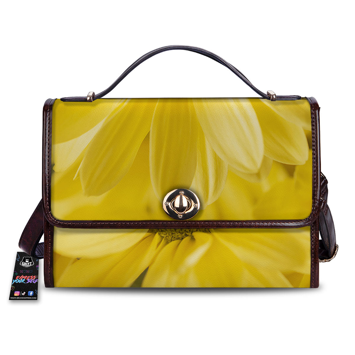 Flower Daisy Yellow Print Women's Satchel Bag-grizzshop