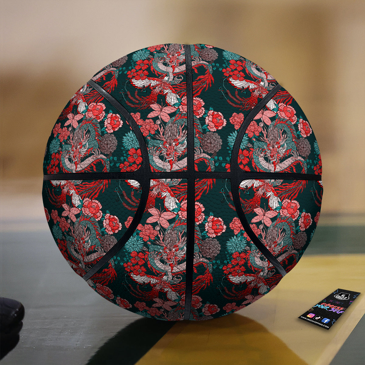 Flower Dragon Vintage Print Pattern Basketball