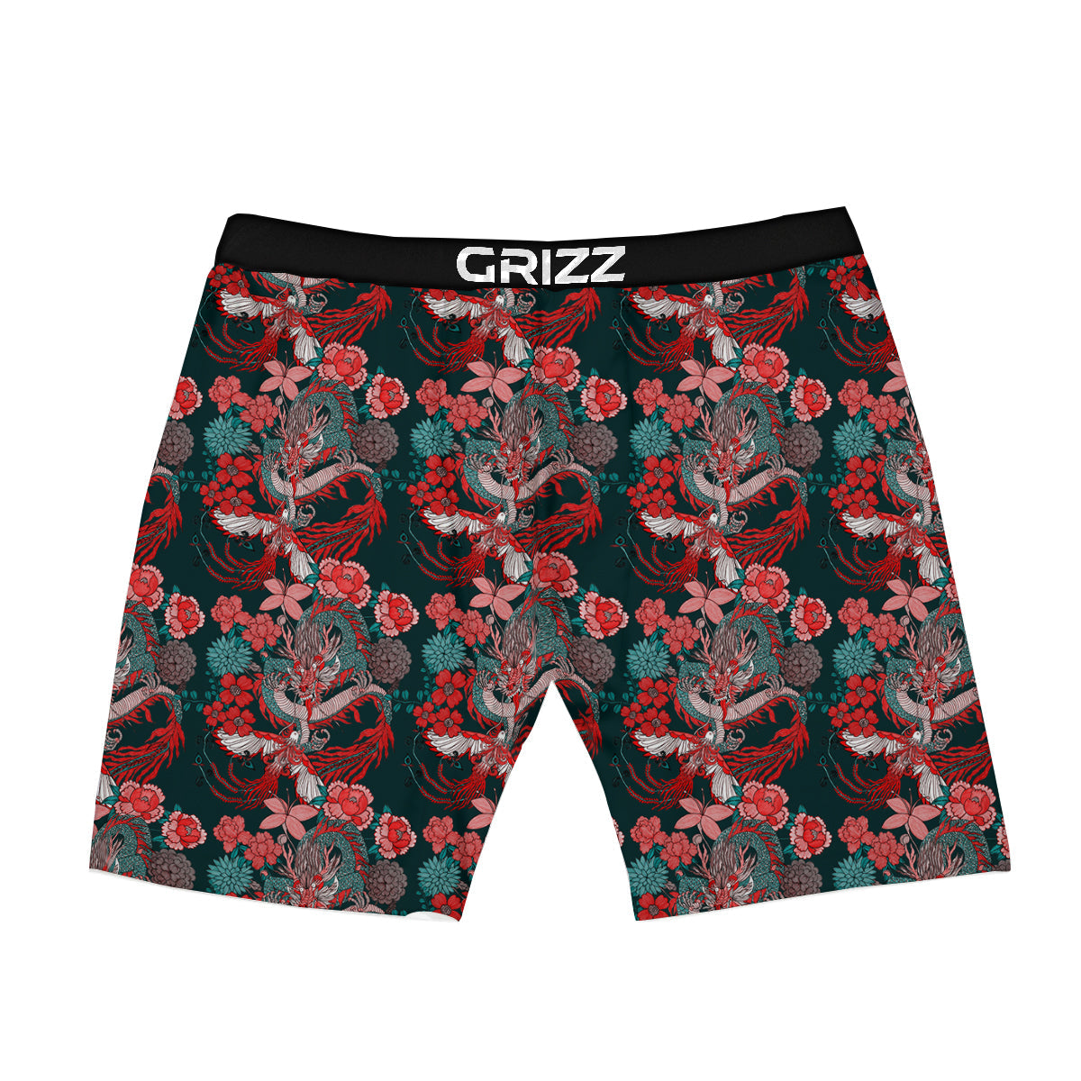 Flower Dragon Vintage Print Pattern Boxer Briefs-grizzshop