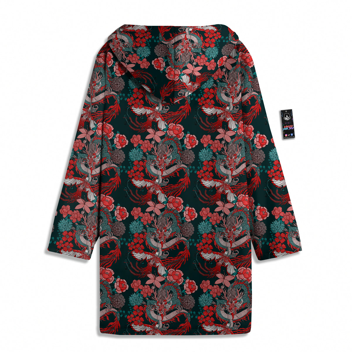 Flower Dragon Vintage Print Pattern Men's Windbreaker Jacket-grizzshop