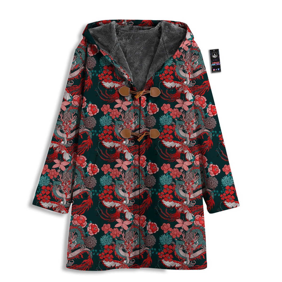 Flower Dragon Vintage Print Pattern Men's Windbreaker Jacket-grizzshop