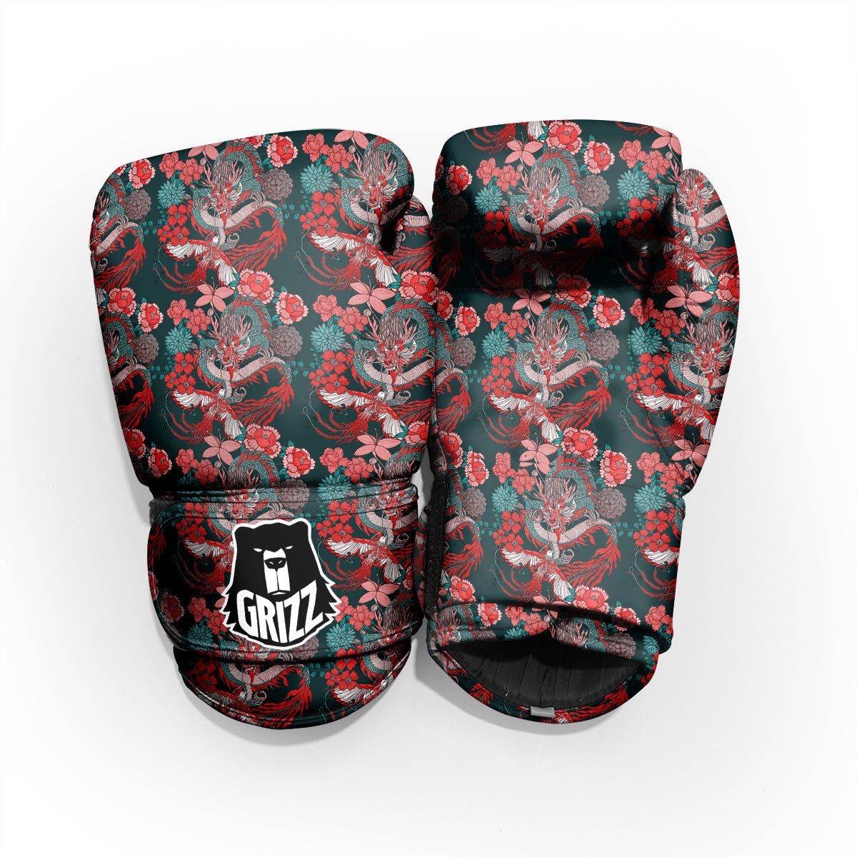 Flower Dragon Vintage Print Pattern Pro Boxing Glove