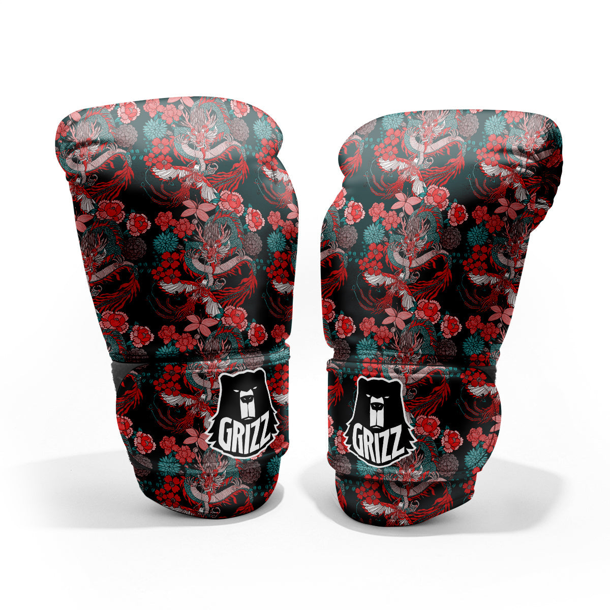 Flower Dragon Vintage Print Pattern Pro Boxing Glove