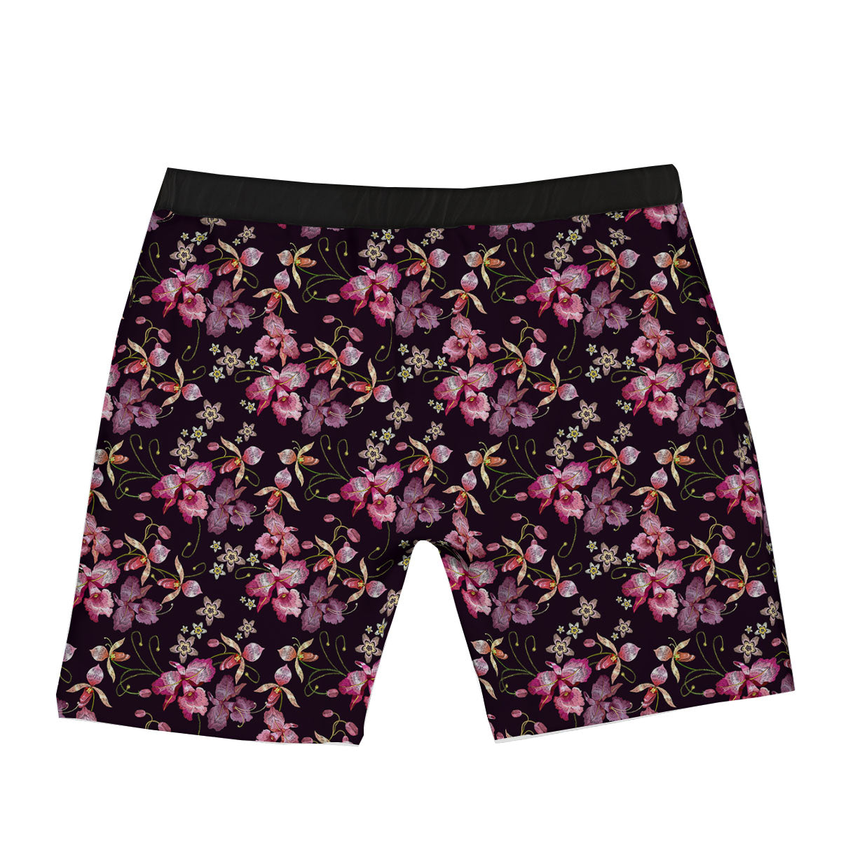Flower Embroidery Orchid Print Pattern Boxer Briefs-grizzshop