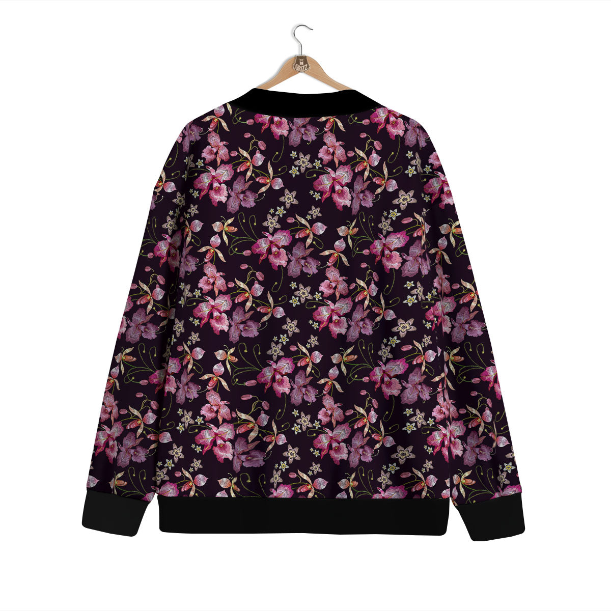 Flower Embroidery Orchid Print Pattern Cardigan-grizzshop