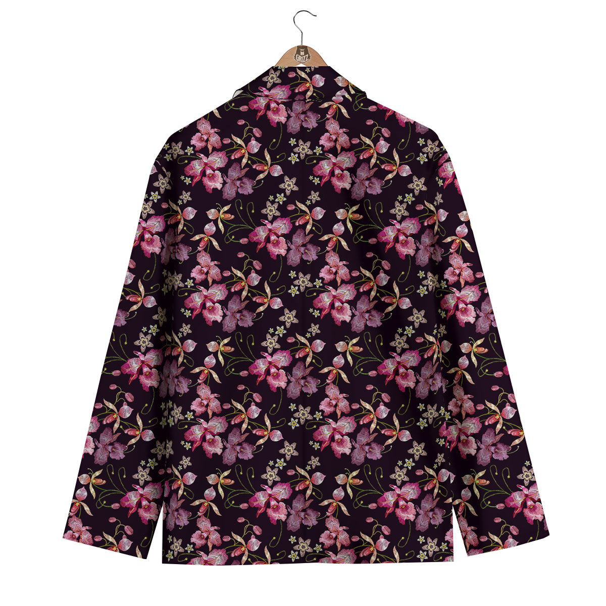 Flower Embroidery Orchid Print Pattern Men's Blazer-grizzshop