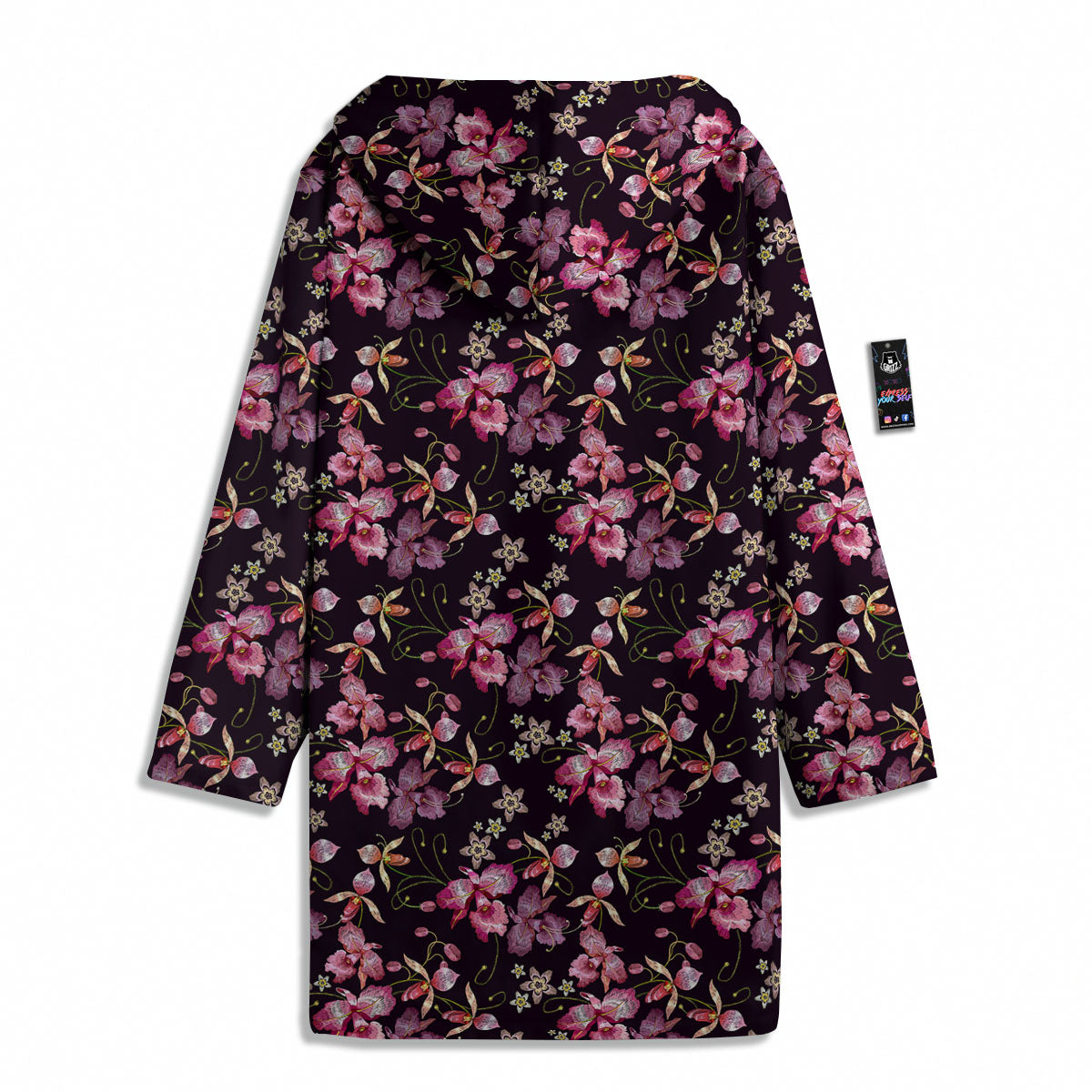 Flower Embroidery Orchid Print Pattern Men's Windbreaker Jacket-grizzshop