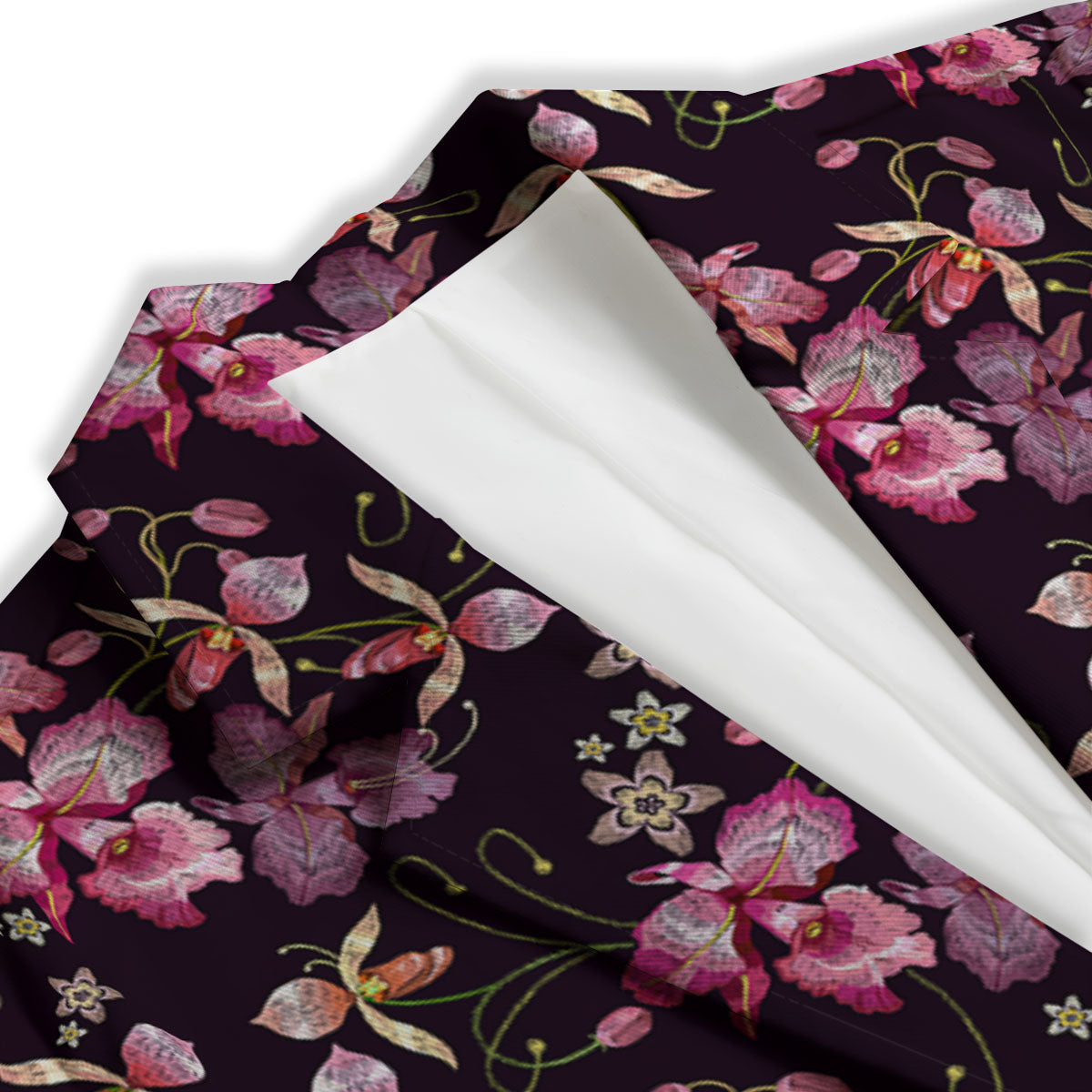 Flower Embroidery Orchid Print Pattern Women's Blazer-grizzshop