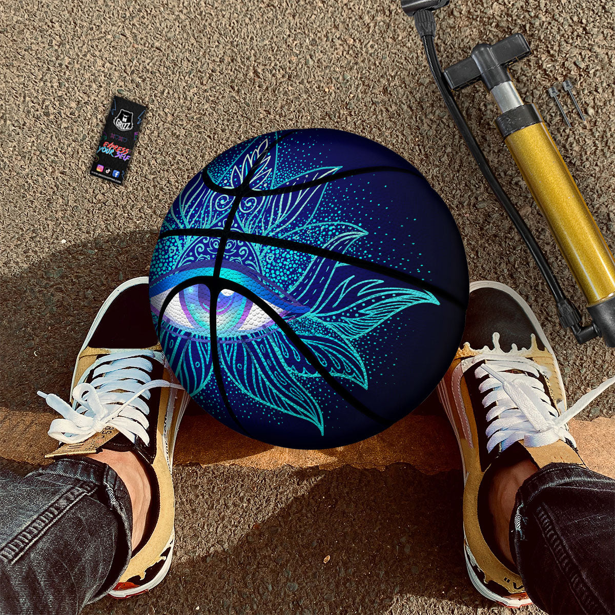 Flower Eye Of Providence Print Basketball-grizzshop