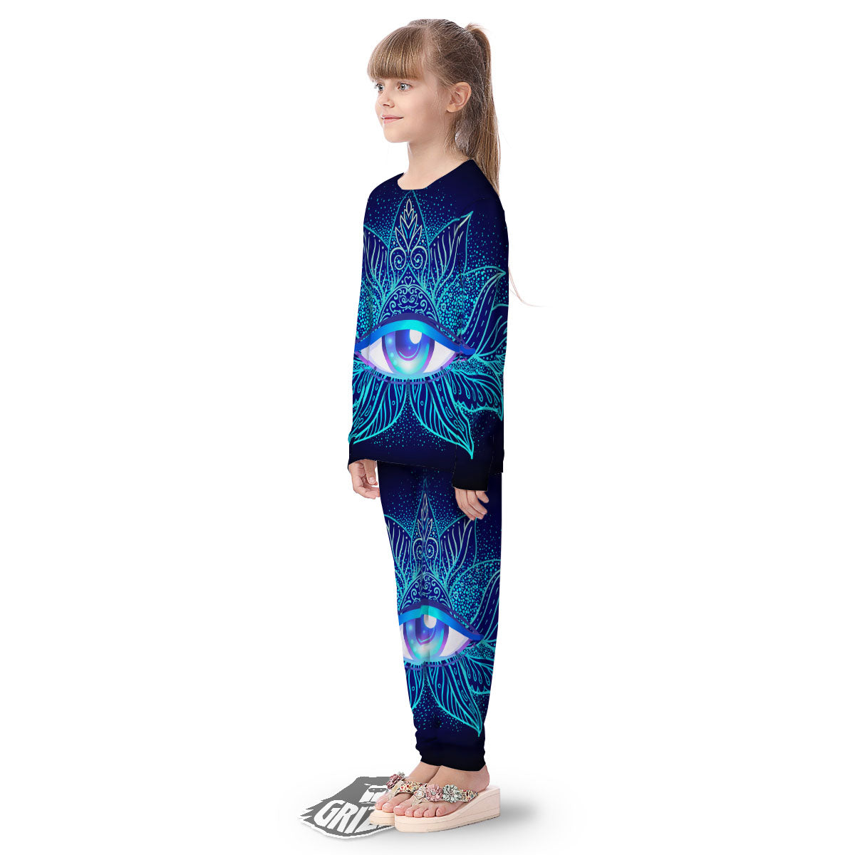 Flower Eye Of Providence Print Kid's Pajamas-grizzshop